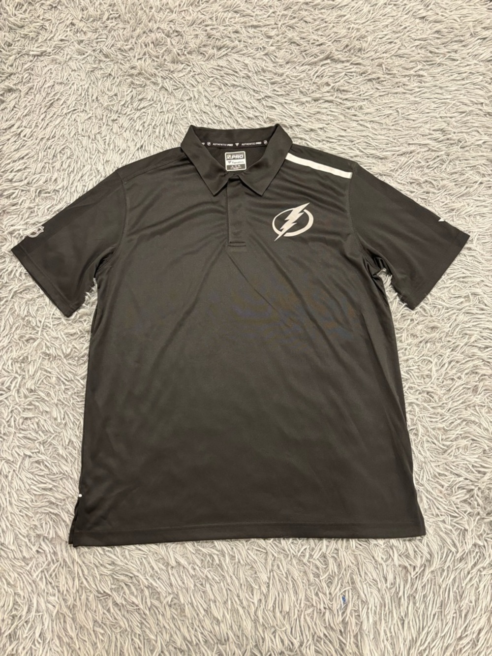 Tampa Bay Lightning Men’s Black Polo Shirt Size XL Fanatics Pro NHL Hockey